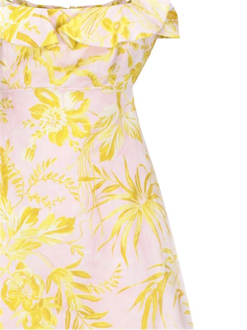 Golden Ruffle Mini Dress Zimmermann | 1405DSS245PINK/GOLD FLORAL